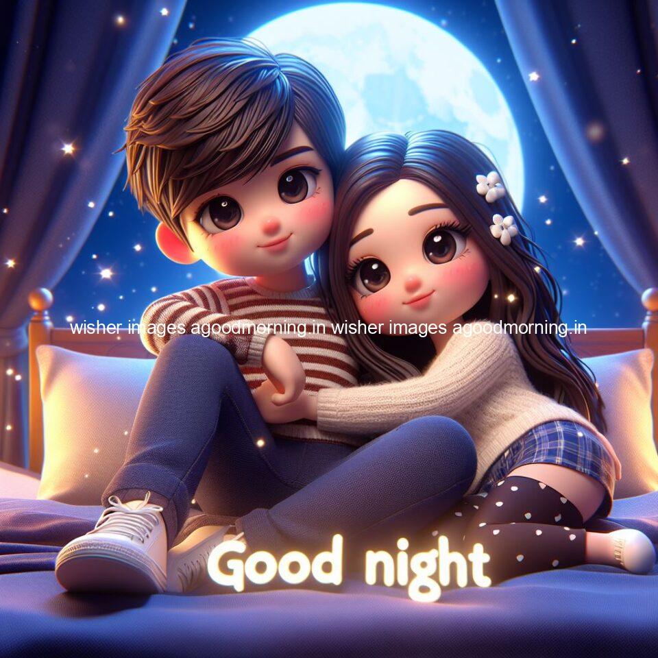 good Night images with couple cute d couple is seating together with night vibes blue agoodmorning ()