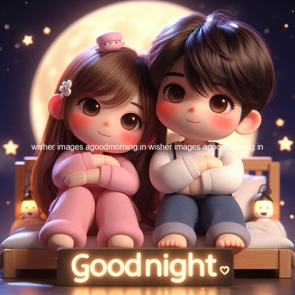 good Night images with couple cute d couple is seating together with night vibes blue agoodmorning ()