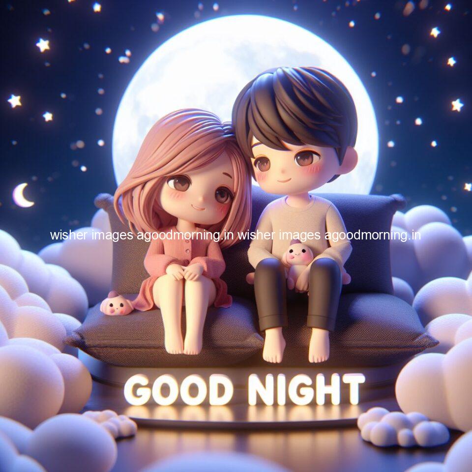 good Night images with couple cute d couple is seating together with night vibes blue agoodmorning ()