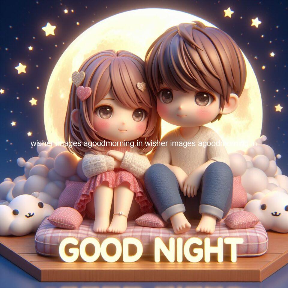 good Night images with couple cute d couple is seating together with night vibes blue agoodmorning ()