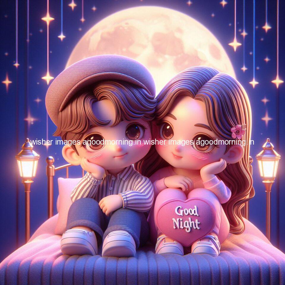 good Night images with couple cute d couple is seating together with night vibes blue agoodmorning ()