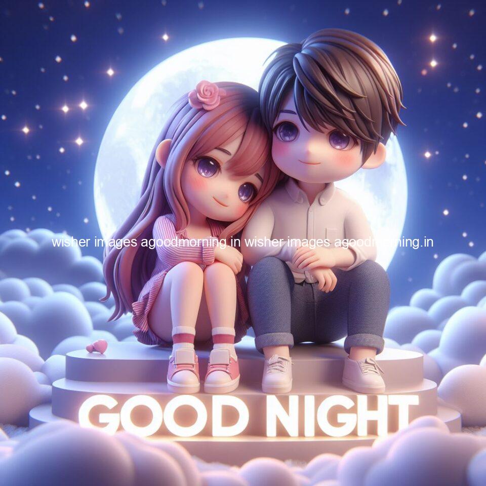 good Night images with couple cute d couple is seating together with night vibes blue agoodmorning ()