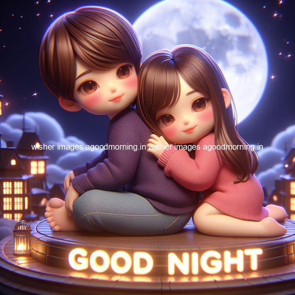 good Night images with couple cute d couple is seating together with night vibes blue agoodmorning ()