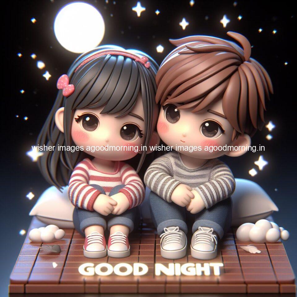 good Night images with couple cute d couple is seating together with night vibes blue agoodmorning ()