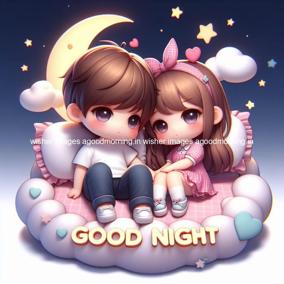 good Night images with couple cute d couple is seating together with night vibes blue agoodmorning ()