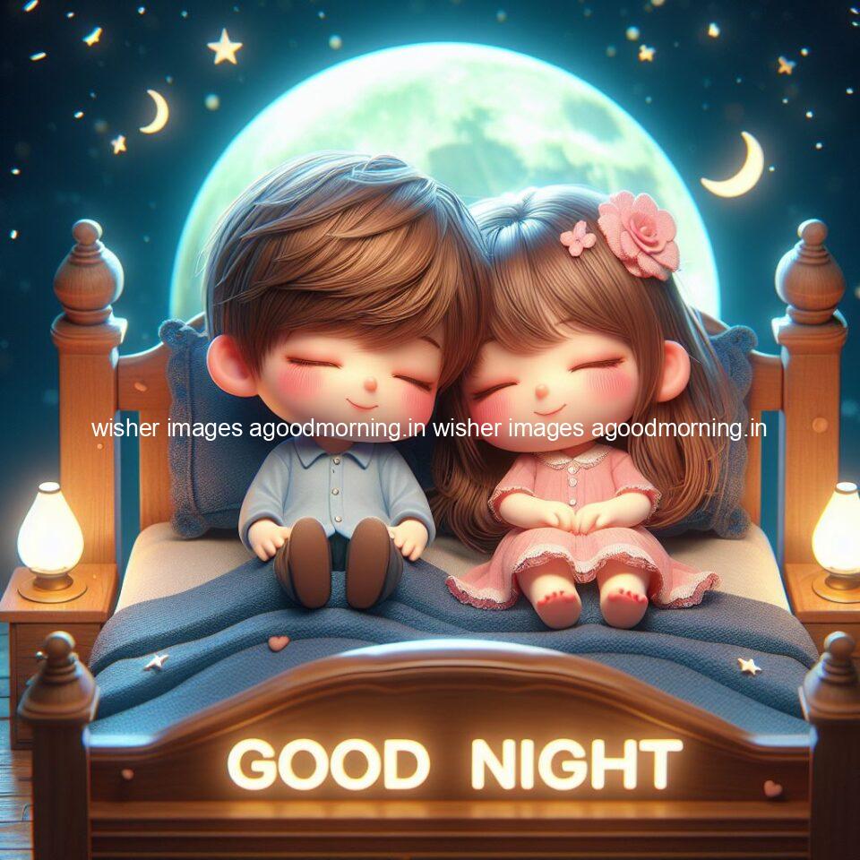 good Night images with couple cute d couple is seating together with night vibes blue agoodmorning ()