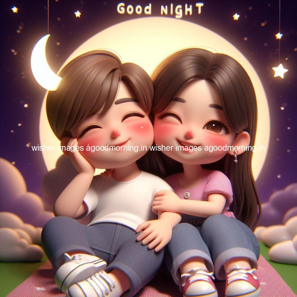 good Night images with couple cute d couple is seating together with night vibes blue agoodmorning ()