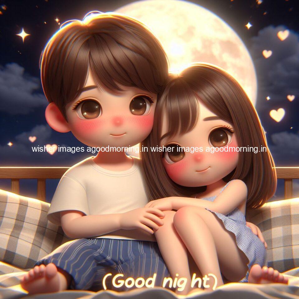 good Night images with couple cute d couple is seating together with night vibes blue agoodmorning ()