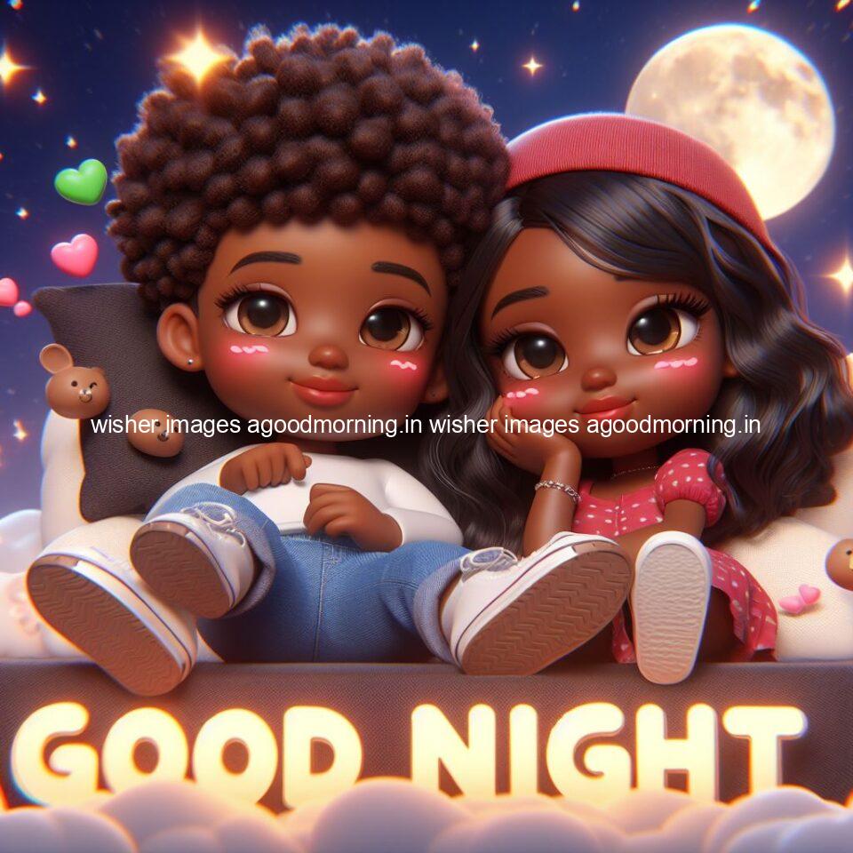 good Night images with couple cute d couple is seating together with night vibes blue agoodmorning ()