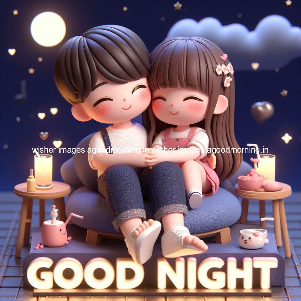 good Night images with couple cute d couple is seating together with night vibes blue agoodmorning ()