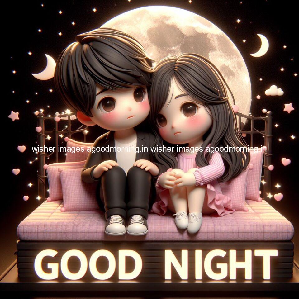 good Night images with couple cute d couple is seating together with night vibes blue agoodmorning ()