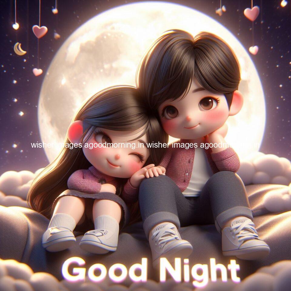 good Night images with couple cute d couple is seating together with night vibes blue agoodmorning ()