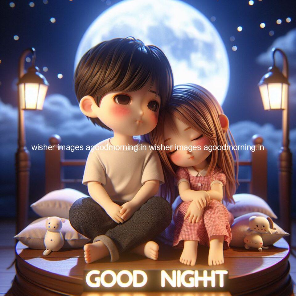 good Night images with couple cute d couple is seating together with night vibes blue agoodmorning ()