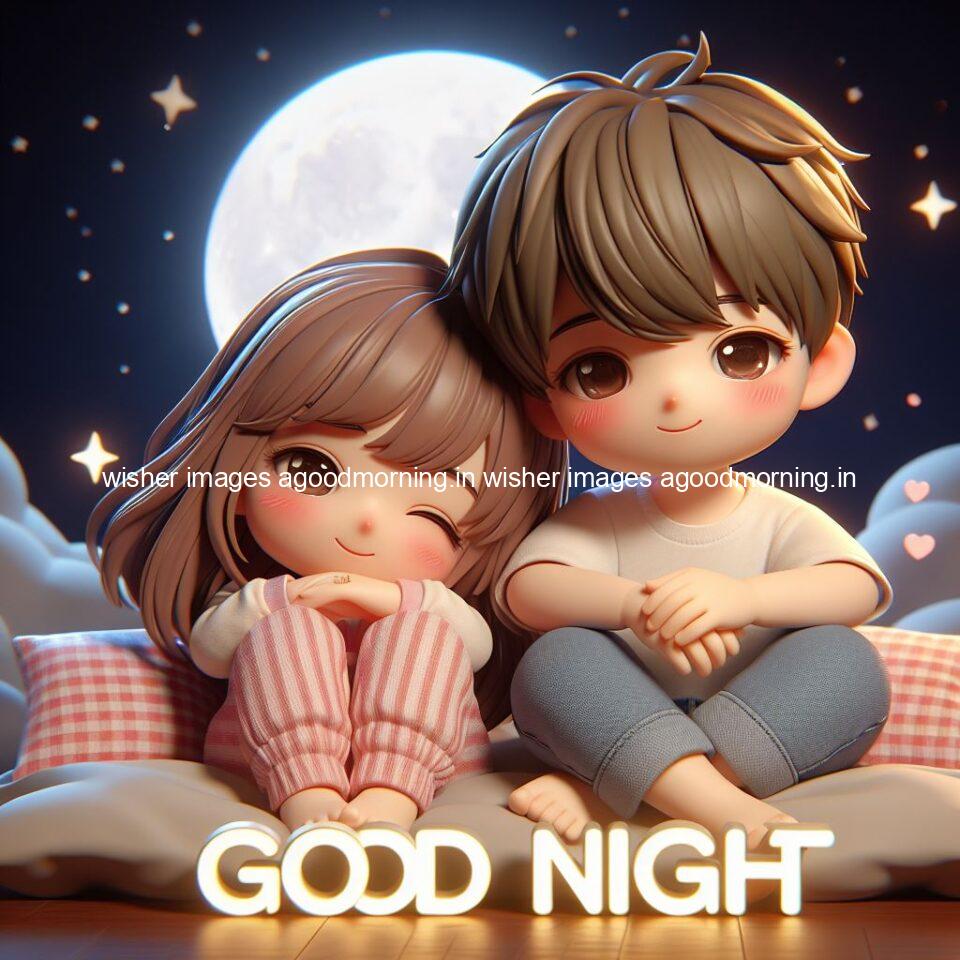 good Night images with couple cute d couple is seating together with night vibes blue agoodmorning ()