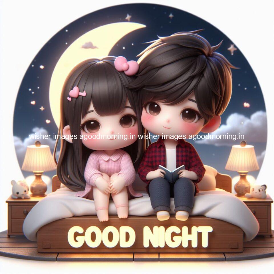 good Night images with couple cute d couple is seating together with night vibes blue agoodmorning ()