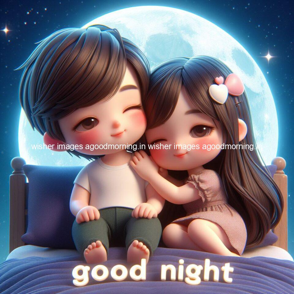 good Night images with couple cute d couple is seating together with night vibes blue agoodmorning ()