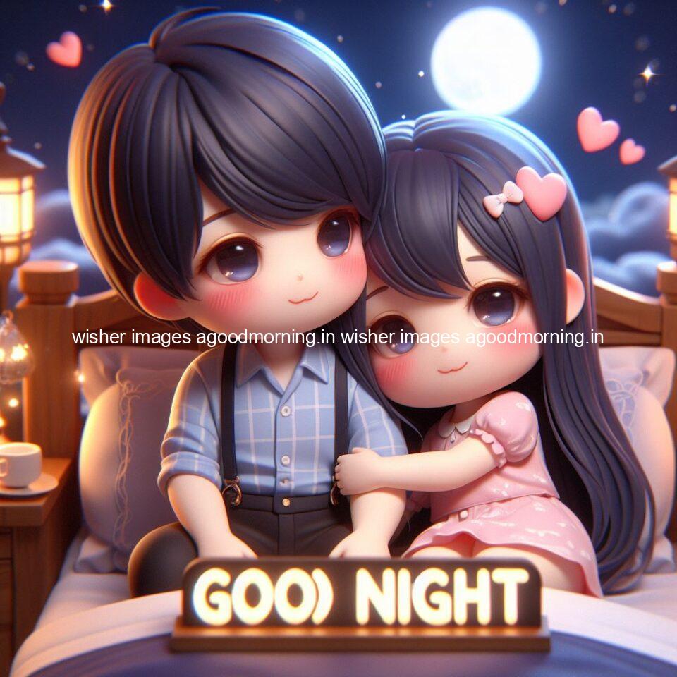 good Night images with couple cute d couple is seating together with night vibes blue agoodmorning ()