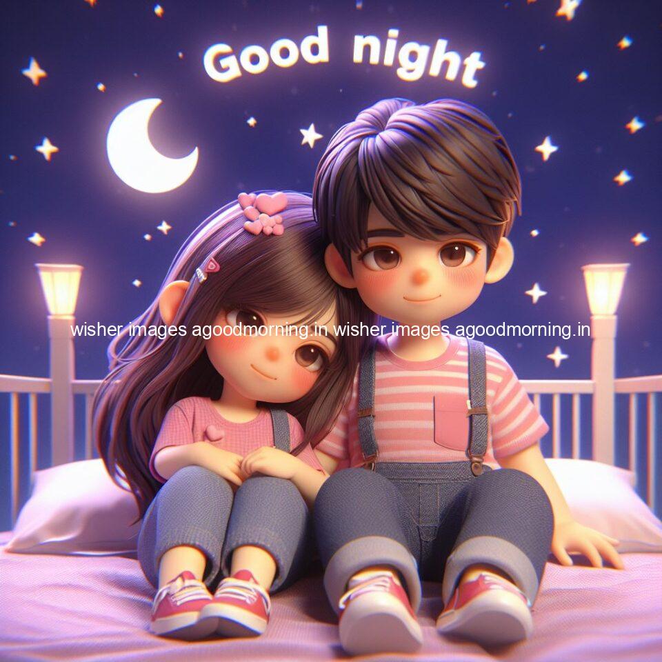 good Night images with couple cute d couple is seating together with night vibes blue agoodmorning ()