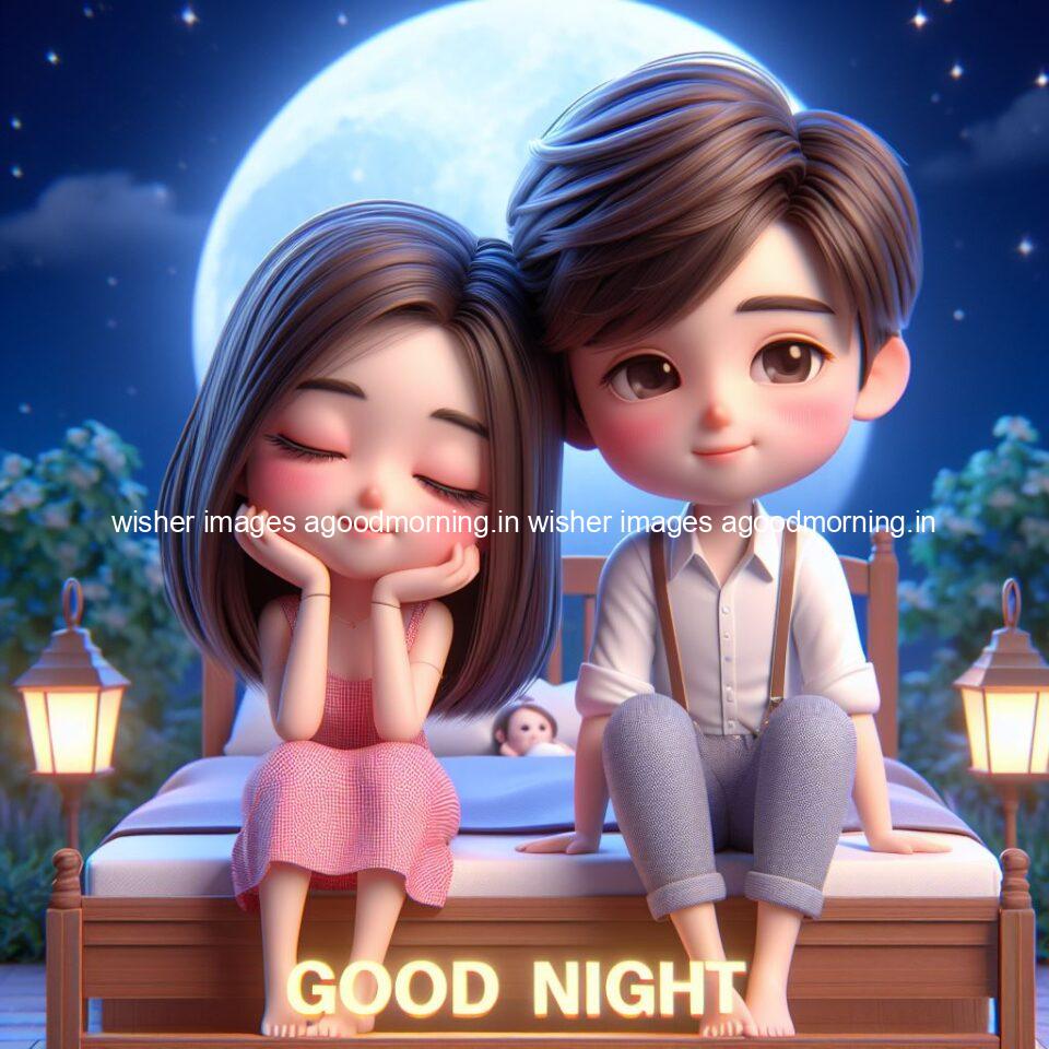 good Night images with couple cute d couple is seating together with night vibes blue agoodmorning ()