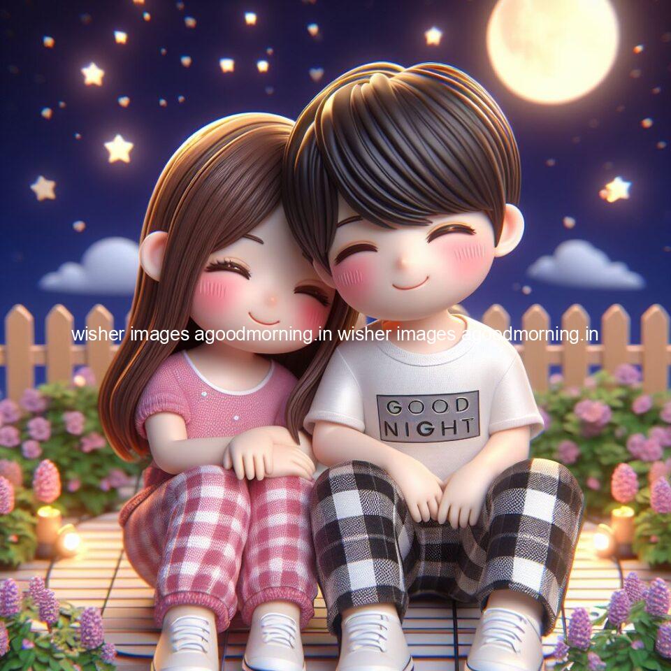 good Night images with couple cute d couple is seating together with night vibes blue agoodmorning ()