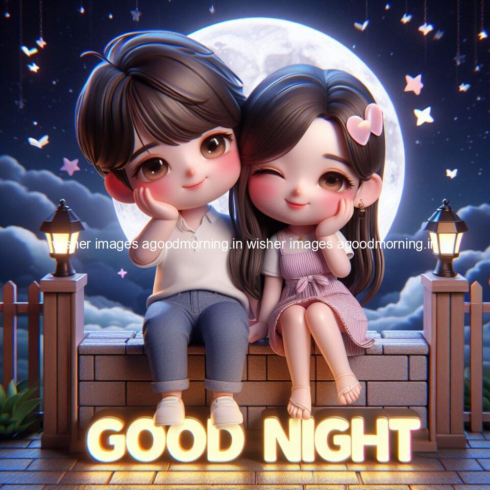 good Night images with couple cute d couple is seating together with night vibes blue agoodmorning ()