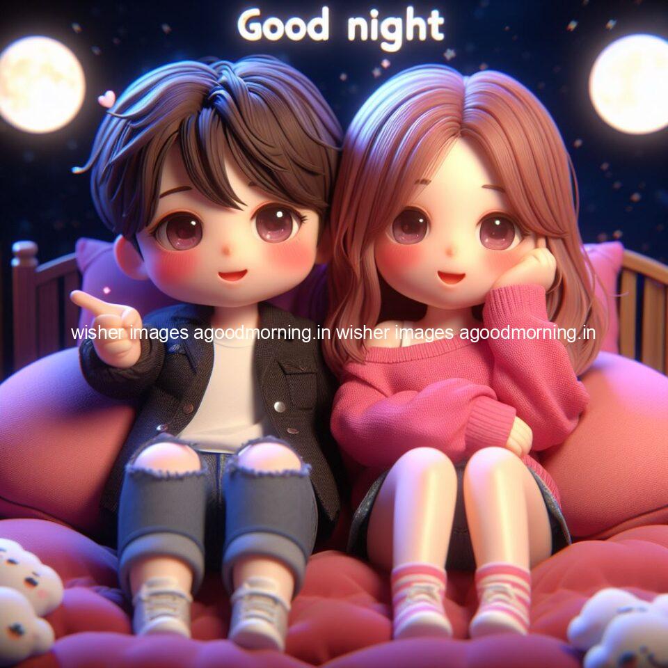 good Night images with couple cute d couple is seating together with night vibes blue agoodmorning ()