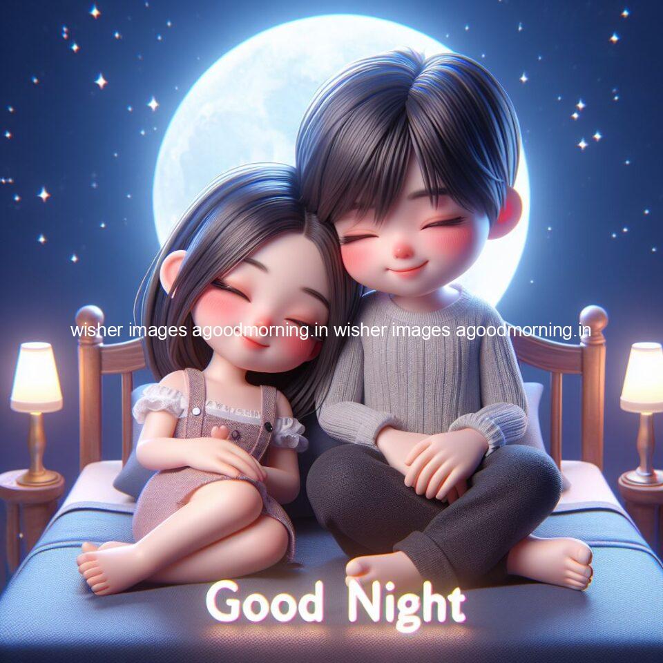 good Night images with couple cute d couple is seating together with night vibes blue agoodmorning ()