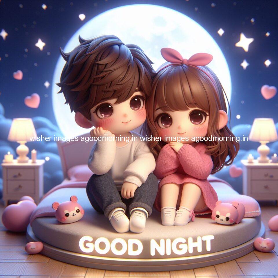 good Night images with couple cute d couple is seating together with night vibes blue agoodmorning ()