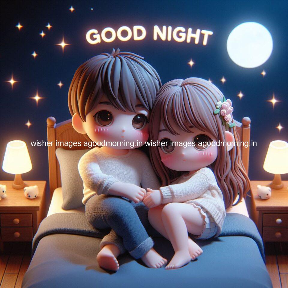 good Night images with couple cute d couple is seating together with night vibes blue agoodmorning ()