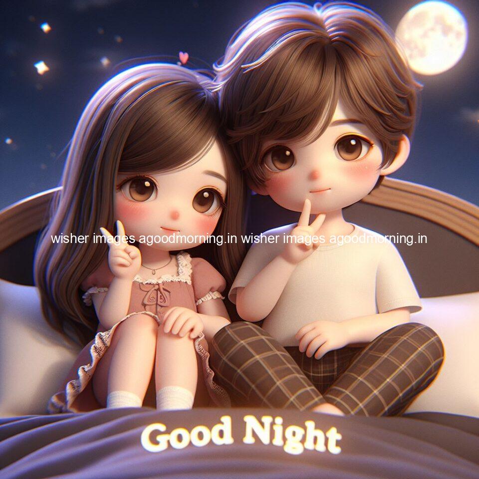 good Night images with couple cute d couple is seating together with night vibes blue agoodmorning ()