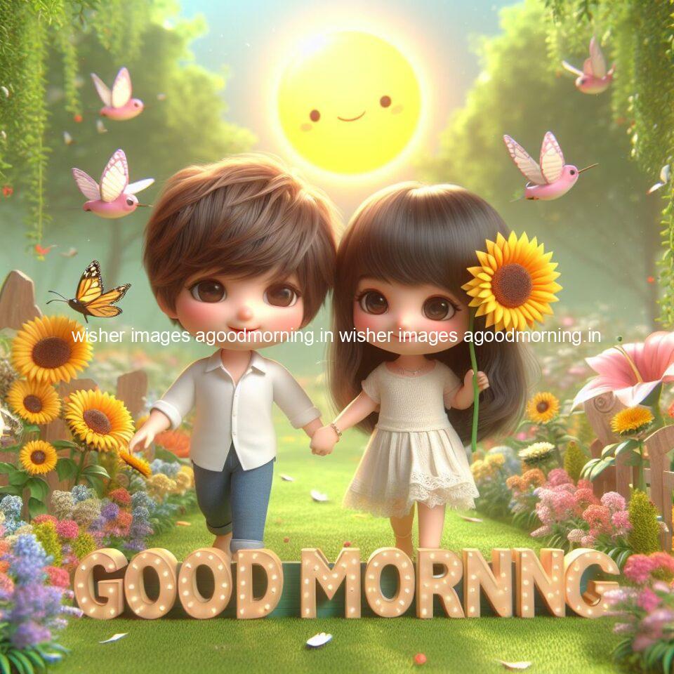 135+ Good Morning Couple Images || Free Download 132 good morning couple images couple is walking in garden with all around flowers are placed with butterfly morning vibes ()