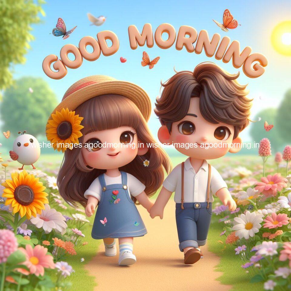 135+ Good Morning Couple Images || Free Download 60 good morning couple images couple is walking in garden with all around flowers are placed with butterfly morning vibes ()