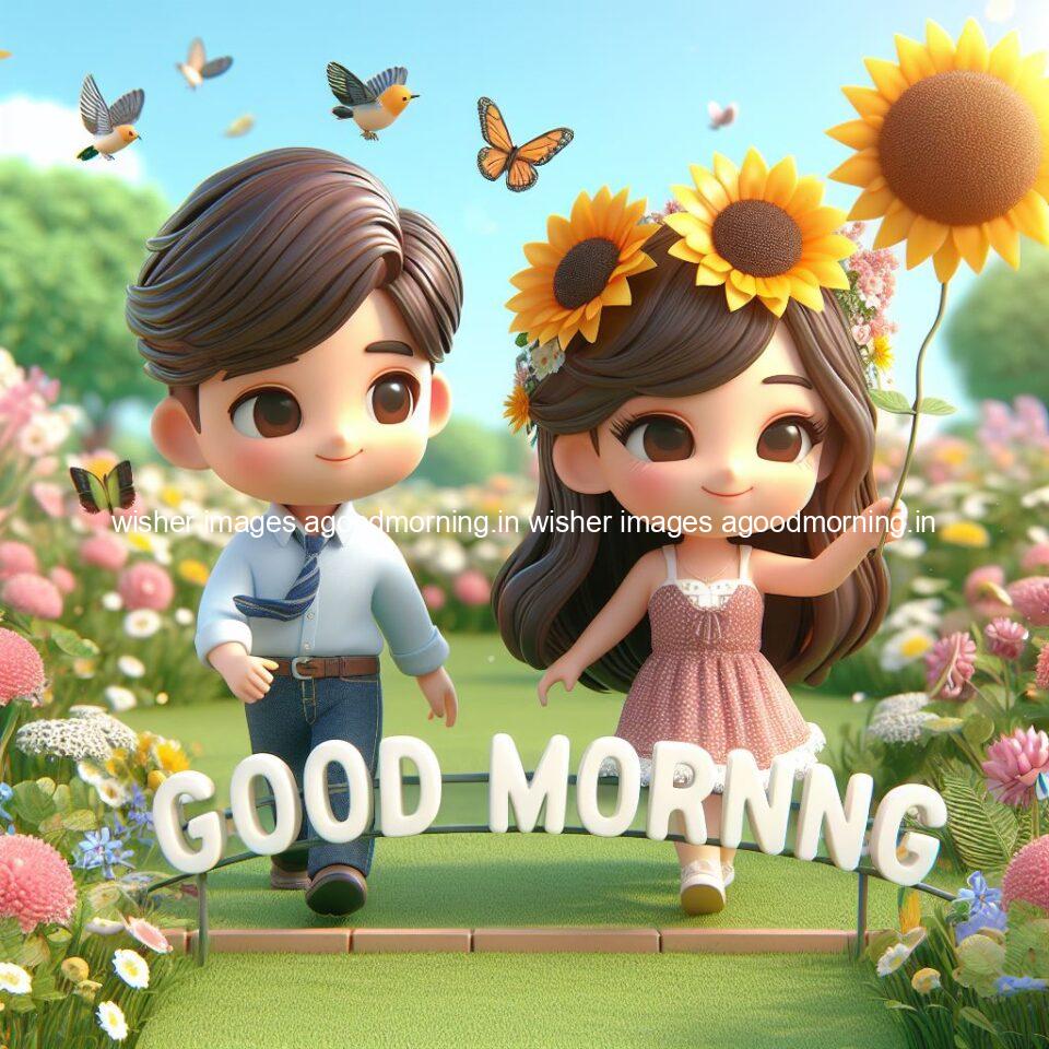 135+ Good Morning Couple Images || Free Download 62 good morning couple images couple is walking in garden with all around flowers are placed with butterfly morning vibes ()