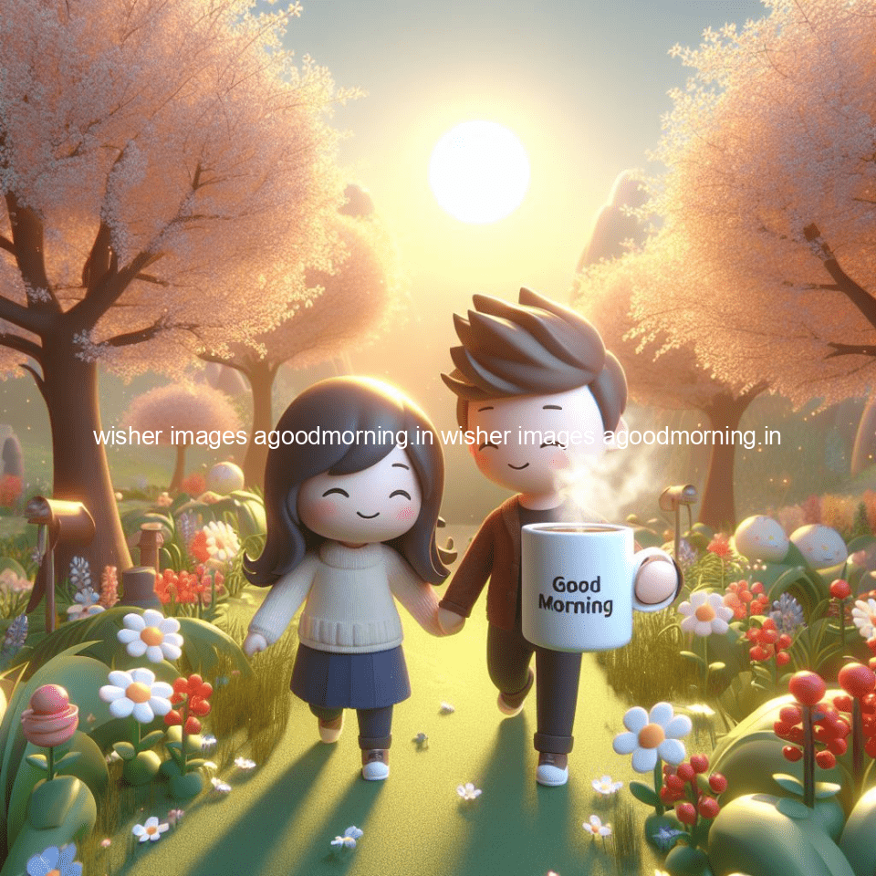 135+ Good Morning Couple Images || Free Download 35 good morning couple images couple is walking in garden with all around flowers are placed with butterfly morning vibes ()