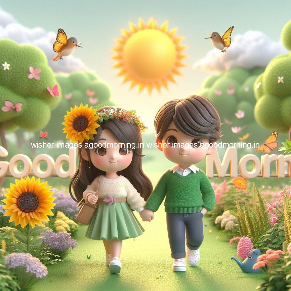 135+ Good Morning Couple Images || Free Download 45 good morning couple images couple is walking in garden with all around flowers are placed with butterfly morning vibes ()