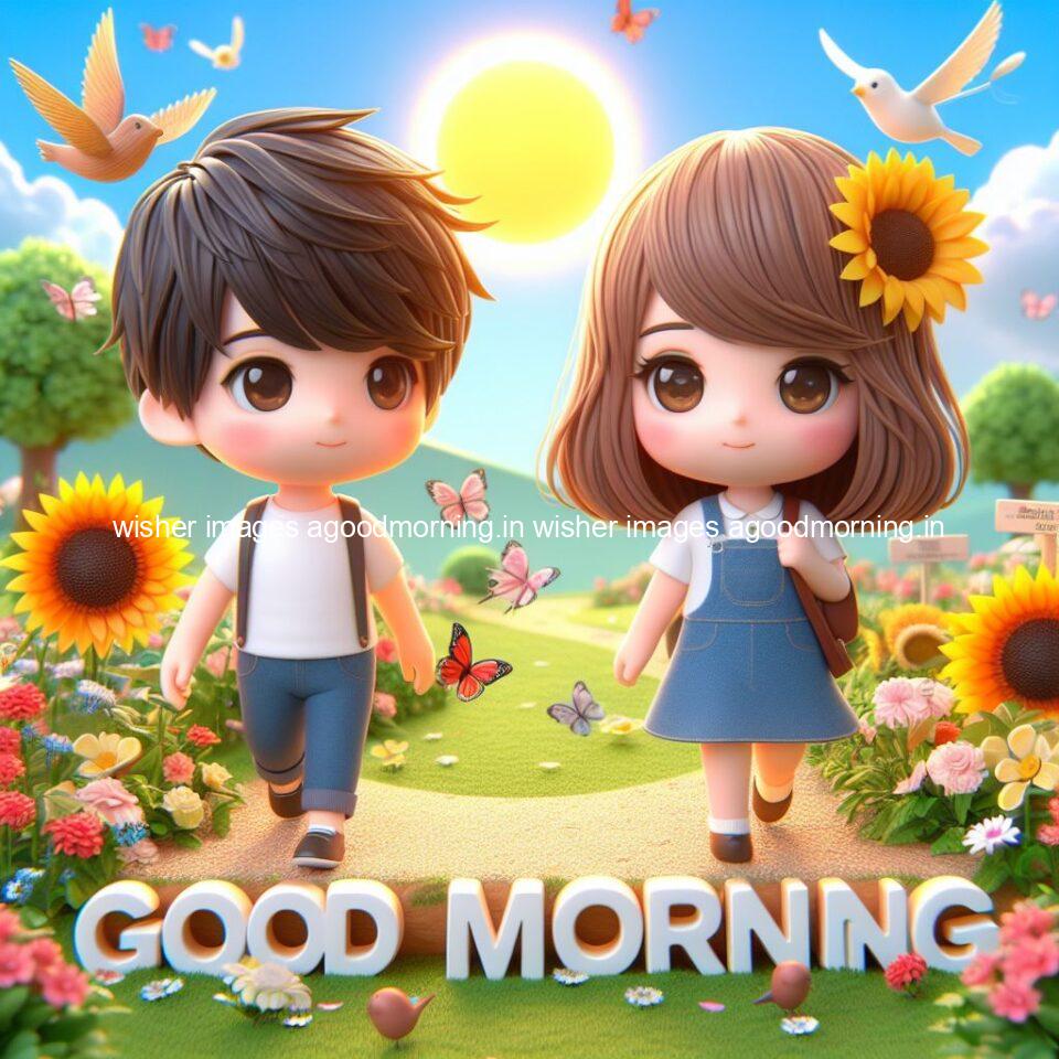 135+ Good Morning Couple Images || Free Download 86 good morning couple images couple is walking in garden with all around flowers are placed with butterfly morning vibes ()