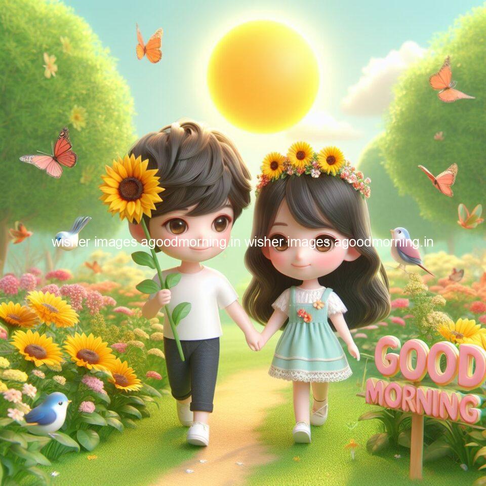 135+ Good Morning Couple Images || Free Download 98 good morning couple images couple is walking in garden with all around flowers are placed with butterfly morning vibes ()