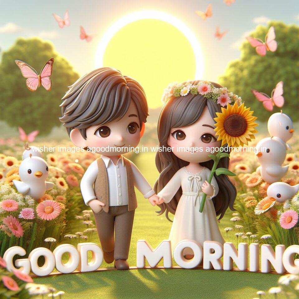 135+ Good Morning Couple Images || Free Download 126 good morning couple images couple is walking in garden with all around flowers are placed with butterfly morning vibes ()