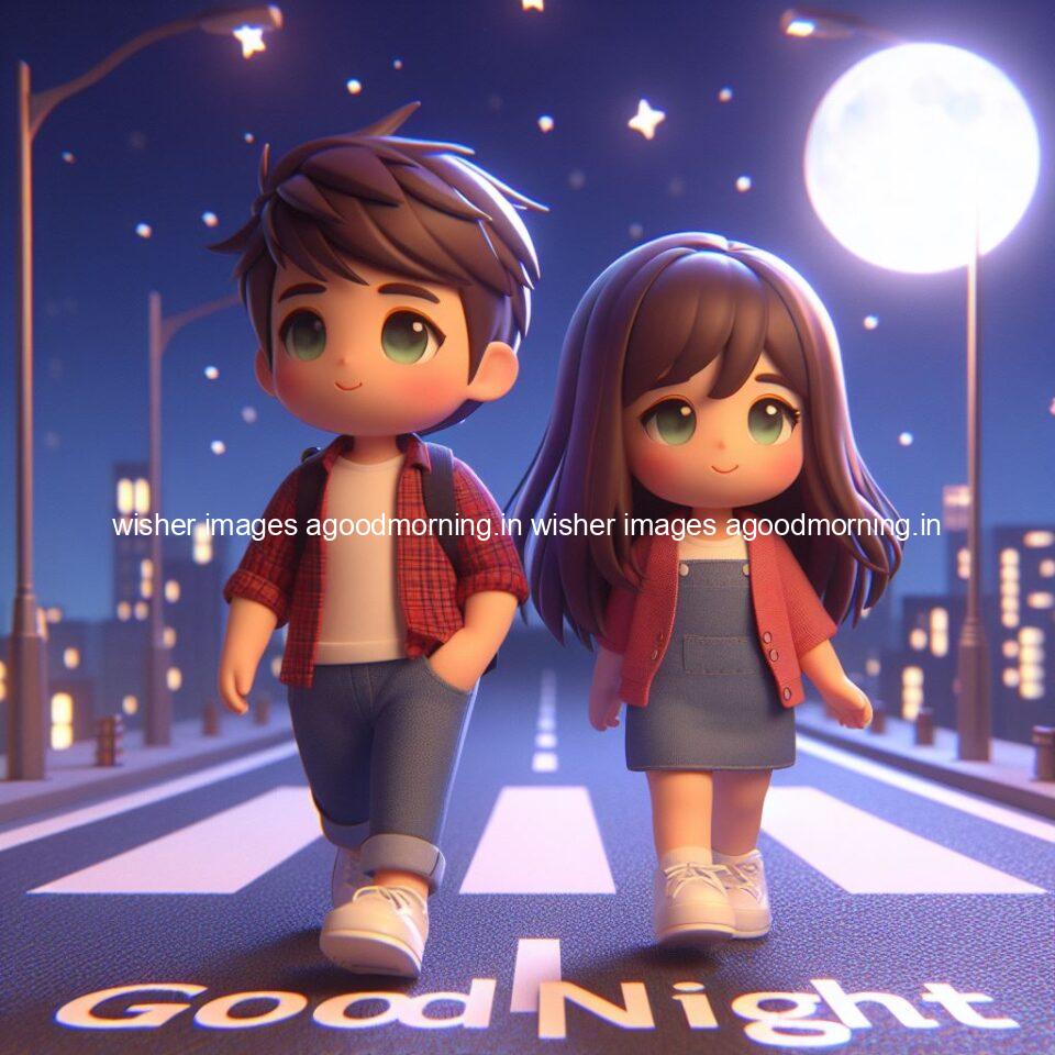145+ Good Night Couple Images || Free Download 6 good night couple image with behind the beautifull moon the couple is walking in road with good night ()