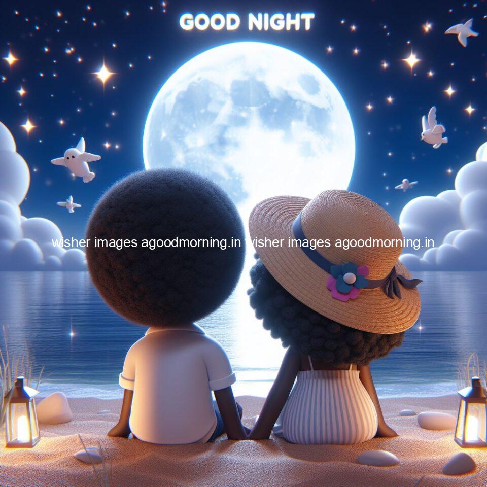 145+ Good Night Couple Images || Free Download 121 good night couple image with behind the beautifull moon the couple is walking in road with good night ()