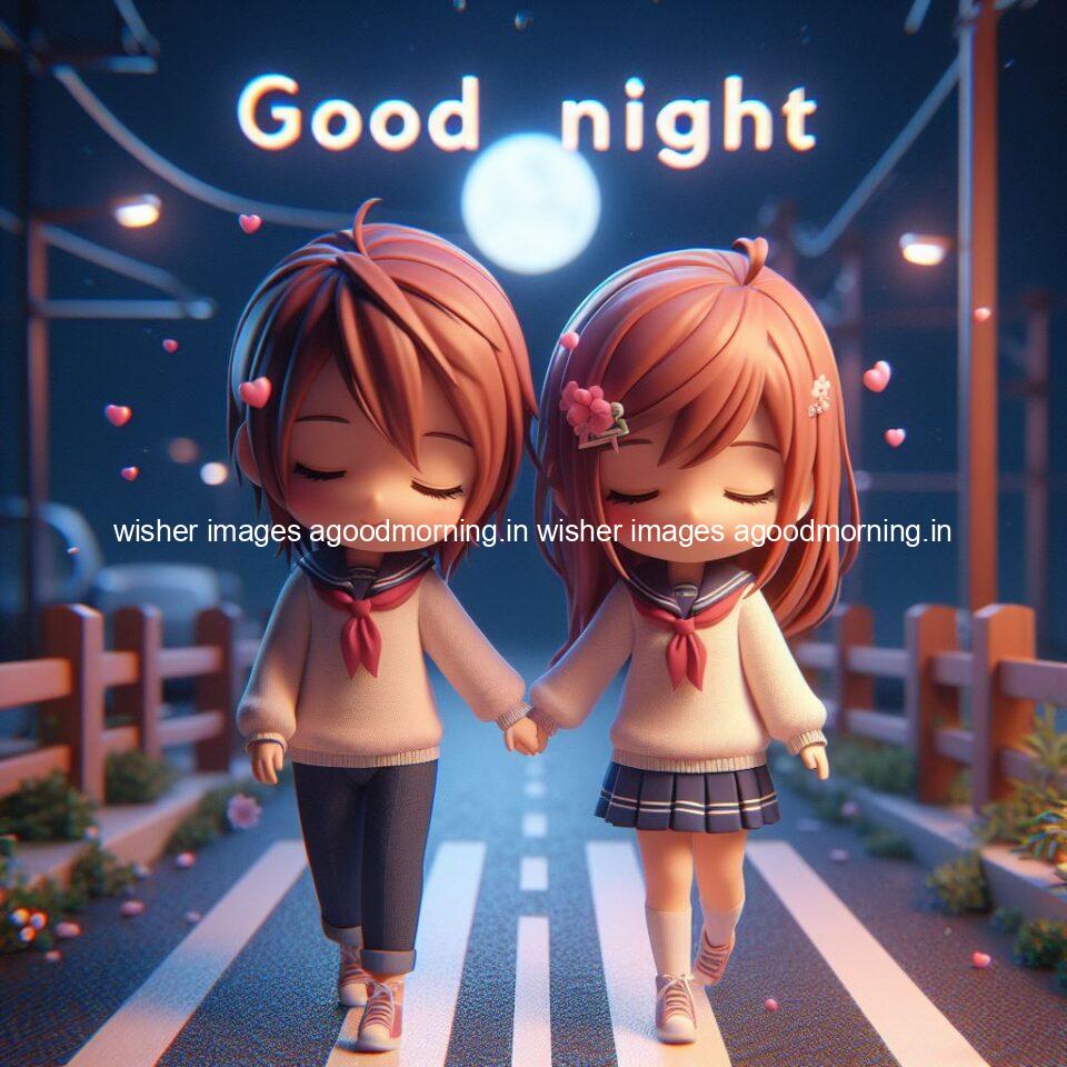145+ Good Night Couple Images || Free Download 54 good night couple image with behind the beautifull moon the couple is walking in road with good night ()