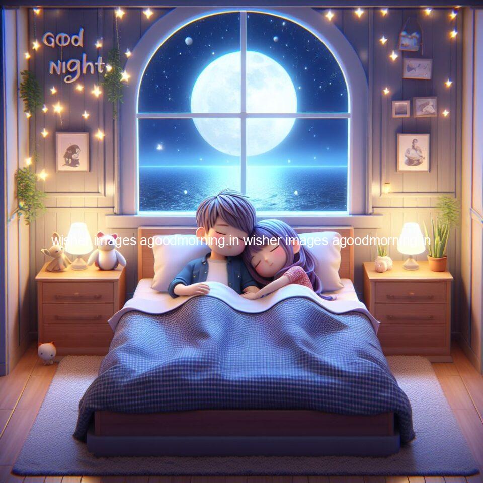 145+ Good Night Couple Images || Free Download 45 good night couple image with behind the beautifull moon the couple is walking in road with good night ()