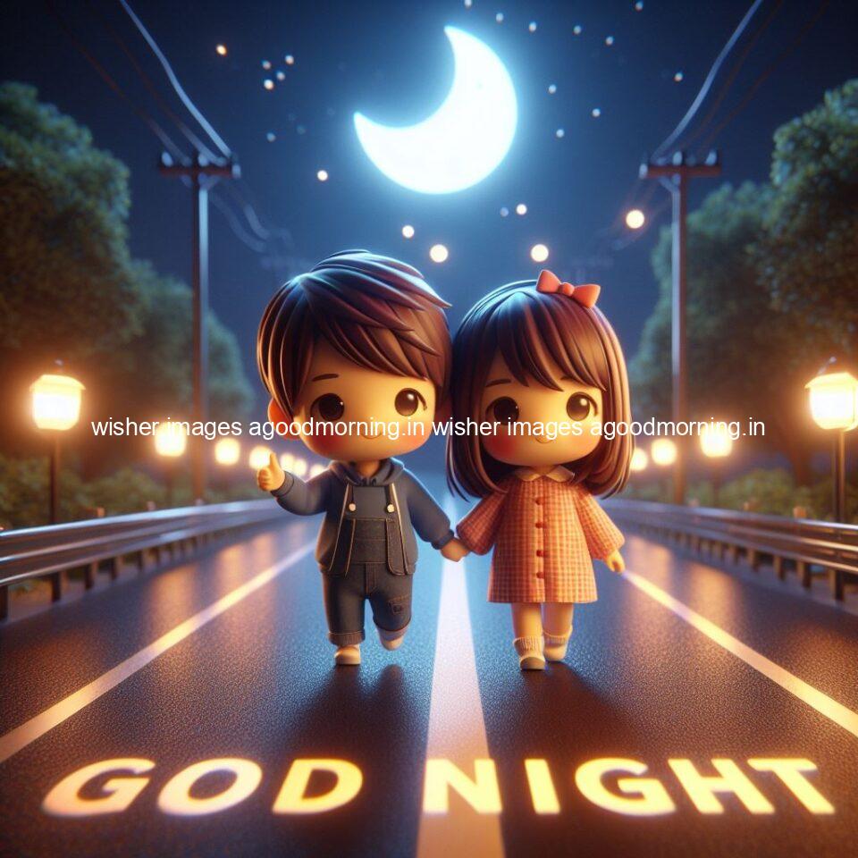 145+ Good Night Couple Images || Free Download 62 good night couple image with behind the beautifull moon the couple is walking in road with good night ()