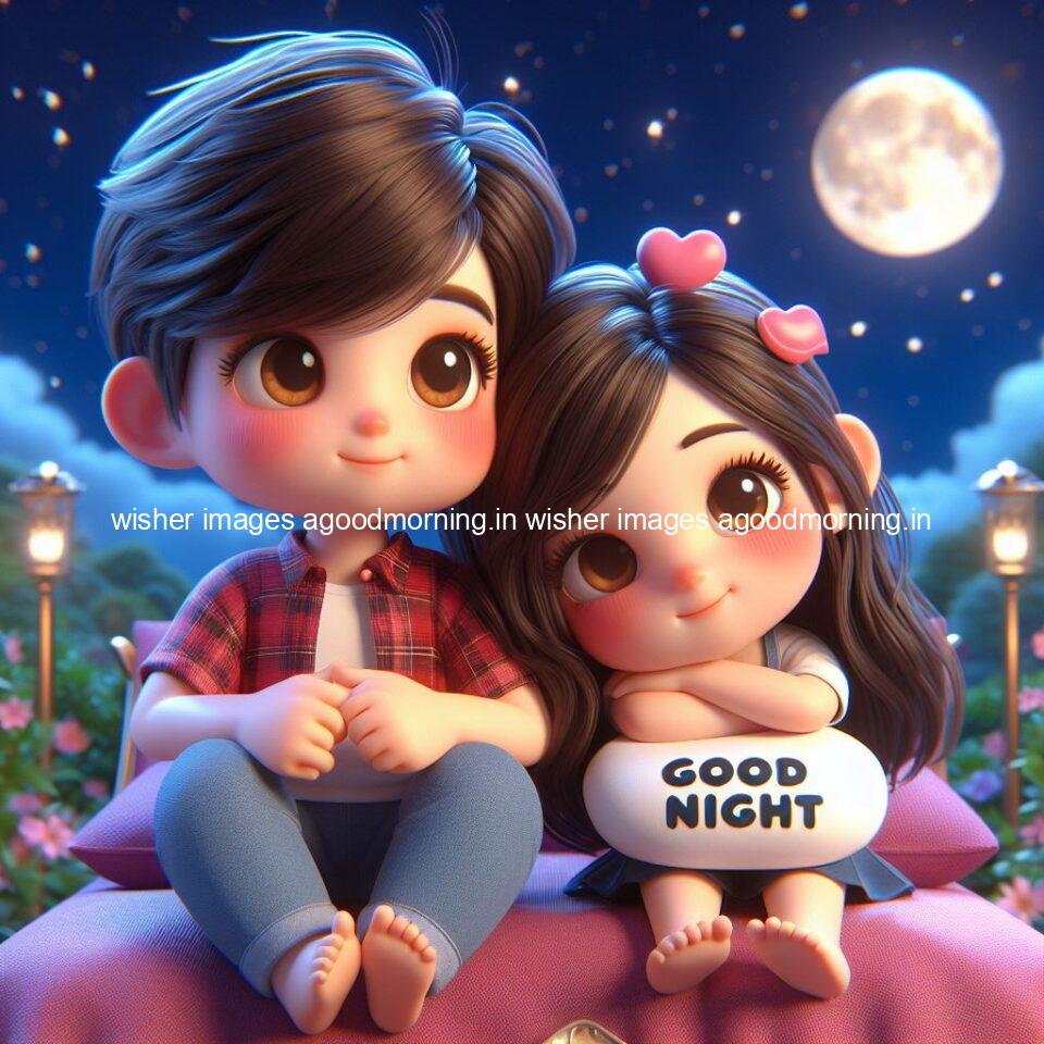 good night images couple romantic cute d couple is seating together with night vibes blue agoodmorning ()