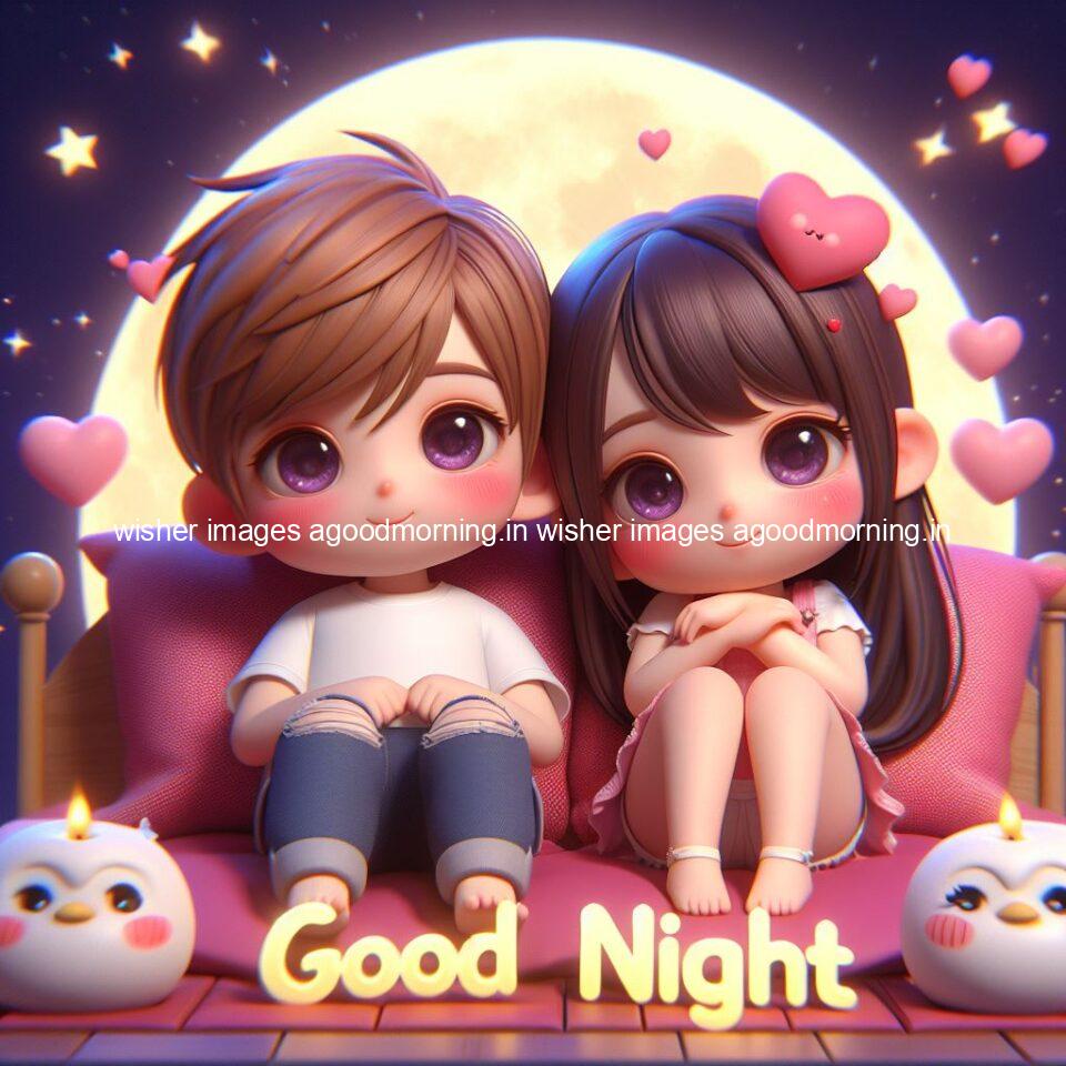 good night images couple romantic cute d couple is seating together with night vibes blue agoodmorning ()