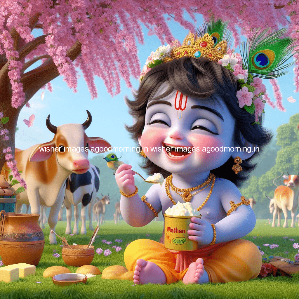 kanha ji ki picture kanha ji hs wallpaper with beautiful background with full garden and blue and green background ()