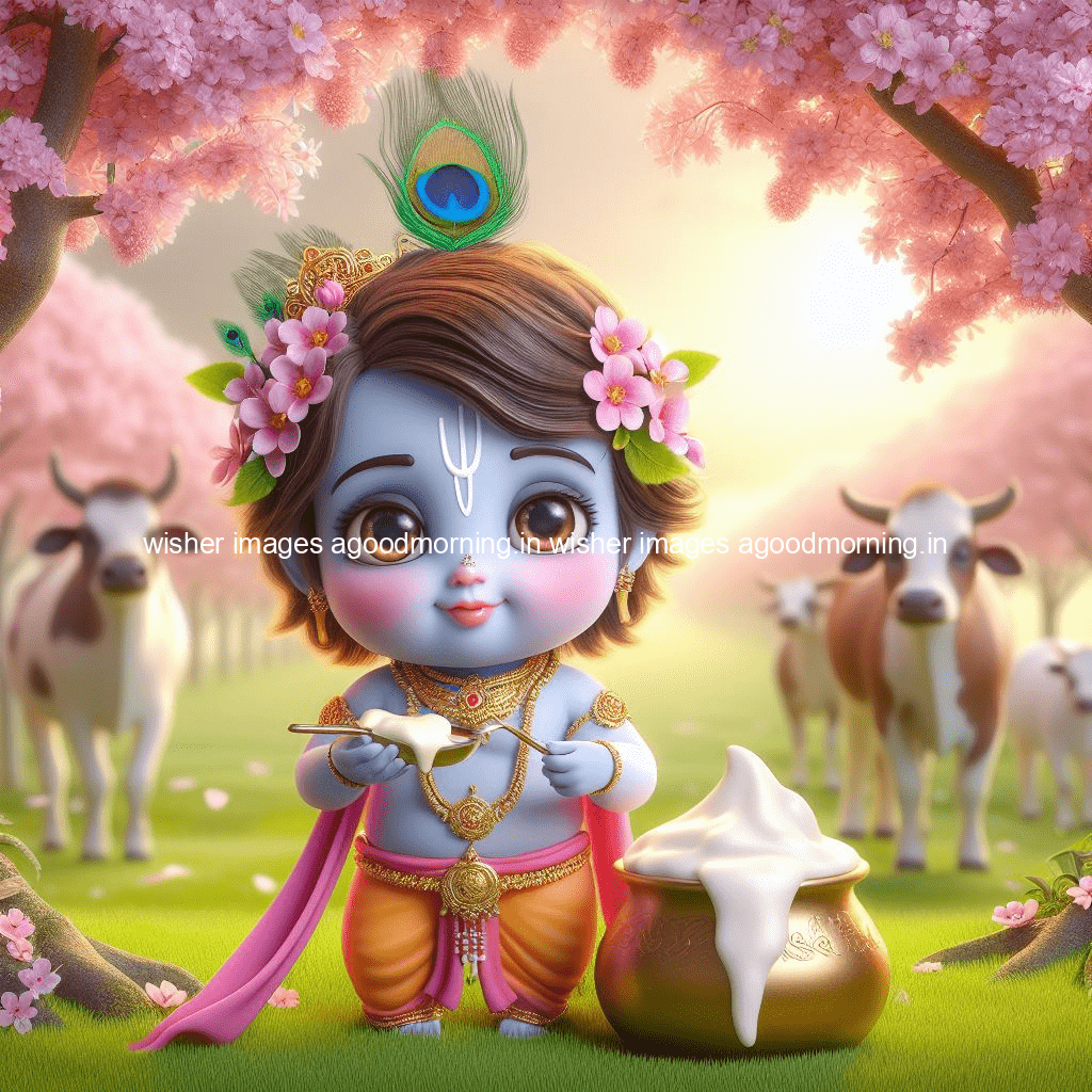 kanha ji ki picture kanha ji hs wallpaper with beautiful background with full garden and blue and green background ()