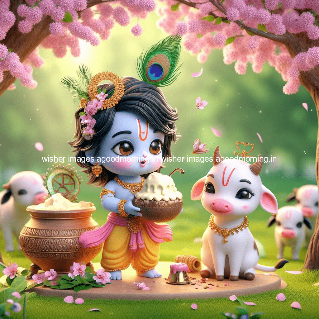 kanha ji ki picture kanha ji hs wallpaper with beautiful background with full garden and blue and green background ()