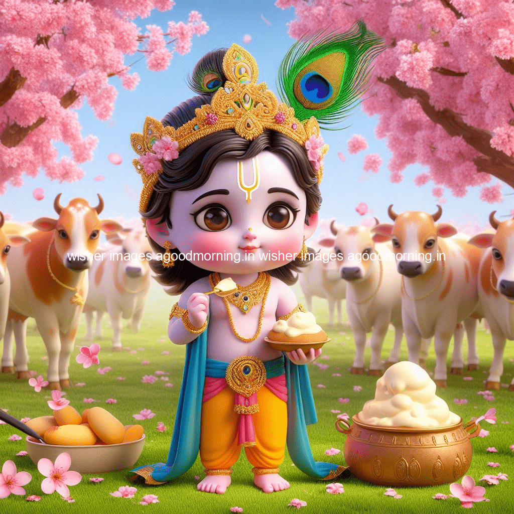 kanha ji ki picture kanha ji hs wallpaper with beautiful background with full garden and blue and green background ()