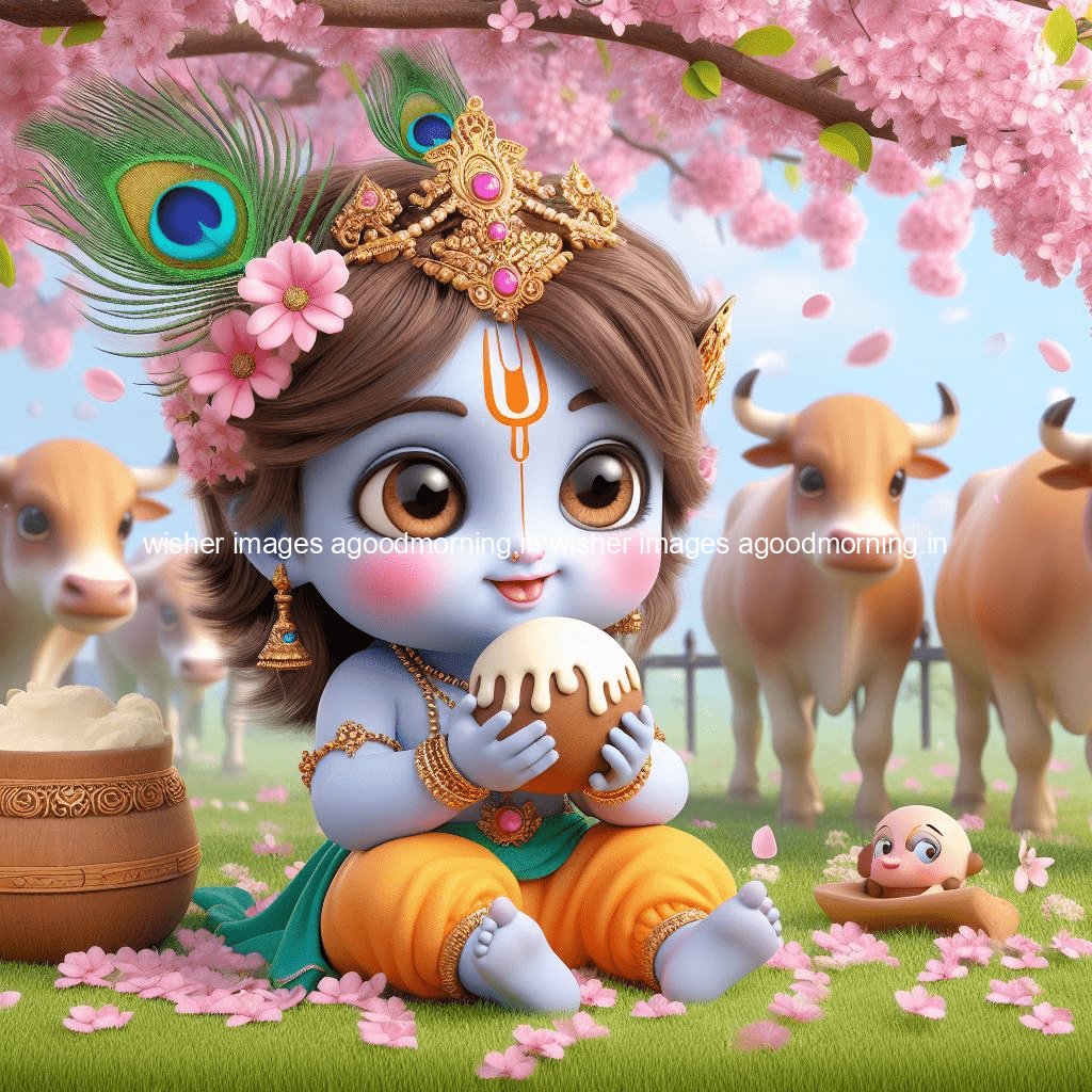 kanha ji ki picture kanha ji hs wallpaper with beautiful background with full garden and blue and green background ()